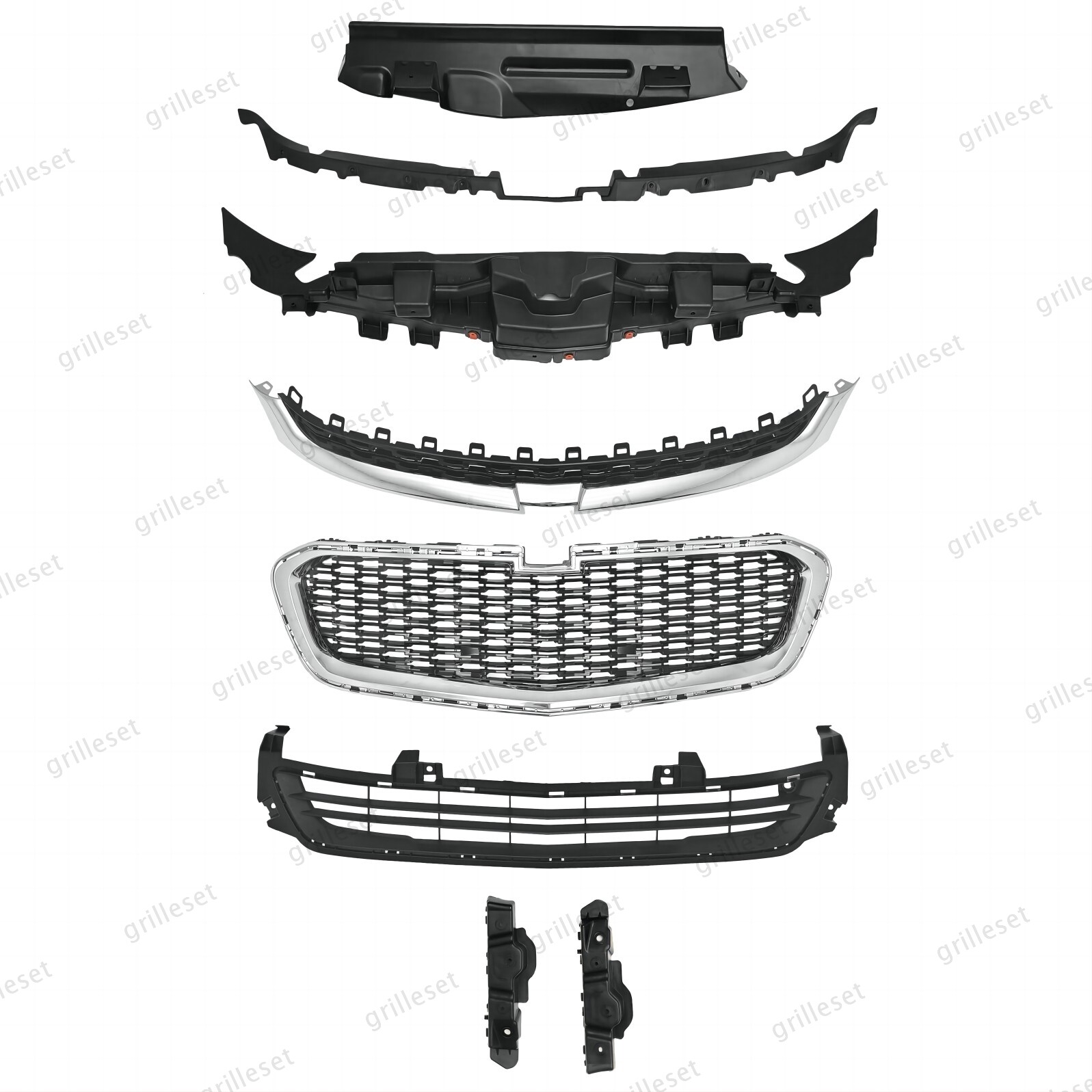 For Malibu 2014-15 8PC Upper/Lower Chrome Grille Mesh and Radiator Air Deflector