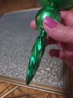 Vintage Green Silver Plastic Hanging Holiday Ornament 9-10" swirl Taiwan Xmas — photo 10
