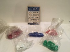 Vintage Gold Medal Transogram Bingo Cards with chips