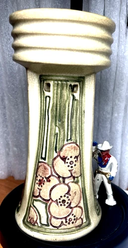 Antique "Weller" ~ Roma Pattern Art Deco Vase ~ Floral Stacked Plate Design