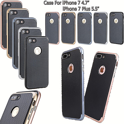 Slim Carbon Fiber Texture Soft Rubber Case Cover Apple iPhone 8 7 Plus SE 2020