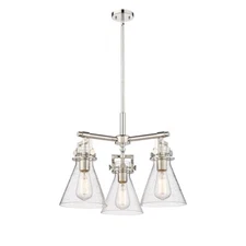 Innovations Newton Cone 3 Lt 7" Stem Pendant, PN/Seedy - 411-3CR-PN-G411-7SDY
