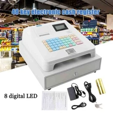 8 Digital LED Electronic Cash Register 48 Keys with Thermal Printer for Retail