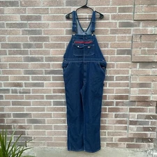 Dickies Overalls Mens Large Blue Denim Jean Bib Farmer Workwear Western Cowboy