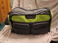 Eddie Bauer Diaper Bag Gray Green Adjustable Strap Multi-Pocket Insulated