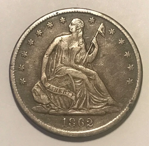 1862-s  Seated Liberty half Dollar , Near extra Fine , better date