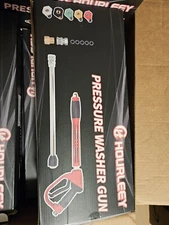 Hourleey 40 Inch Red High Power Pressure Washer Gun with 5 Nozzle Tips