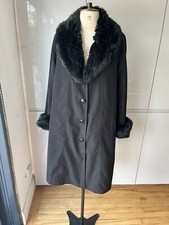 Jacques Vert Rain Mac Coat Detachable Fur Cuff Collar & Quilted Lining Size M