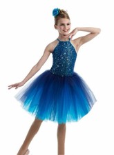 Child XS Romantic Tutu Dance Dress Costume "Midnight" Color: Navy  Turquoise