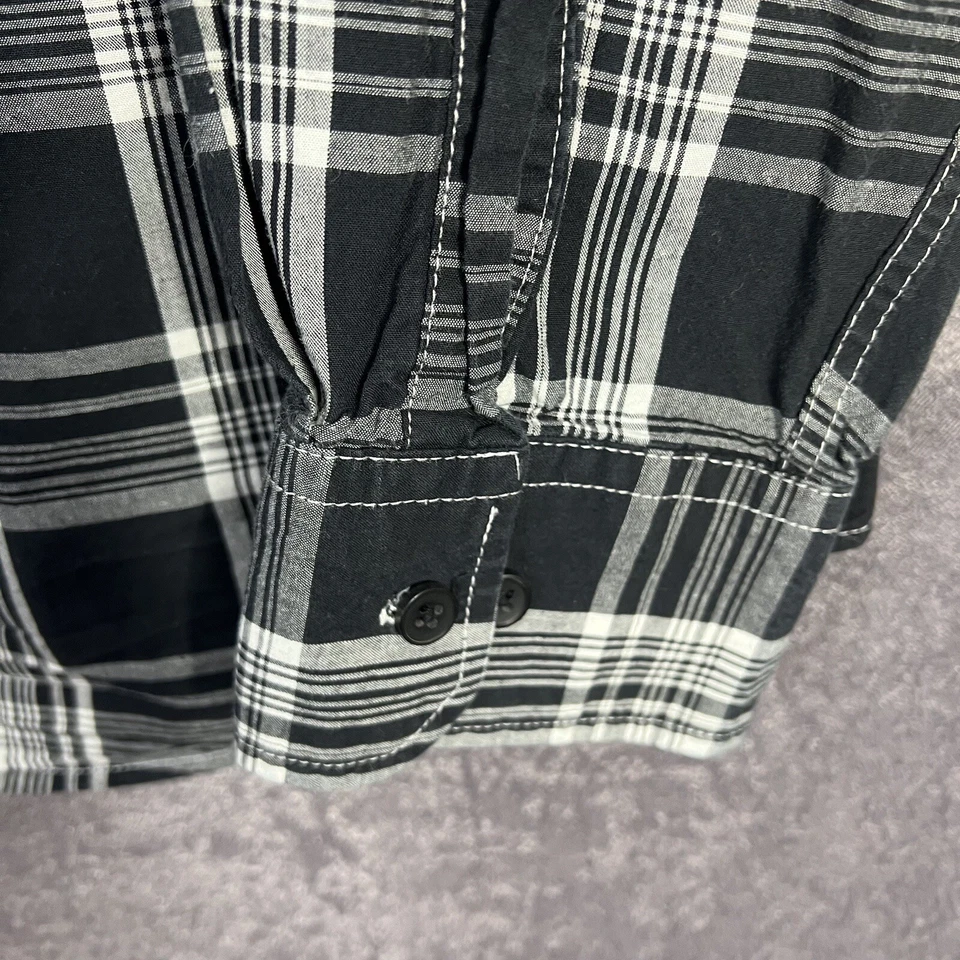 Mens Eighty Eight Platinum Black Long Sleeve Button Shirt Plaid Size XL - Image 3 of 4