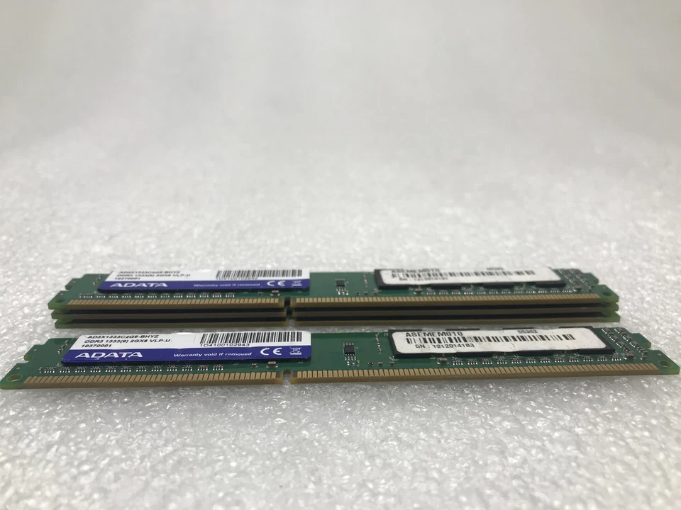 Lot of 4 Adata VLP RAM Desktop UDIMM DDR3 1333MHz PC3-10600U  AD3X1333C2G9-BHYZ - Image 4 of 4
