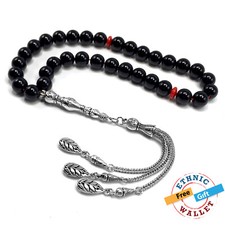 Black Shiny Glass Beads (10 mm-33 beads) Worry Beads-Prayer Beads-Tesbih-Tasbih
