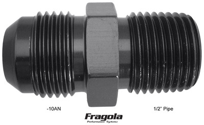 -10 AN to 1/2'' Pipe Straight Aluminum Adapter Fitting Black #1932