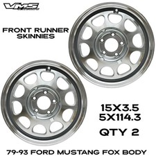 2 Vms 10 Hole Drag Wheels 5x114.3 15x3.5 For 79-93 Fox Body Ford Mustang Silver