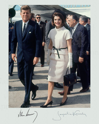 John F Kennedy & Jacqueline Kennedy 1963 Signed Colorized 8x10