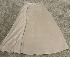 Lucille Women  s M Khaki Polyester Flare Skirt Vintage Velvet Feel A36