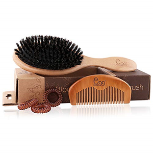 Details about BLACK EGG Boar Bristle Hair Brush with Wooden Paddle for Thin and Normal Hair &