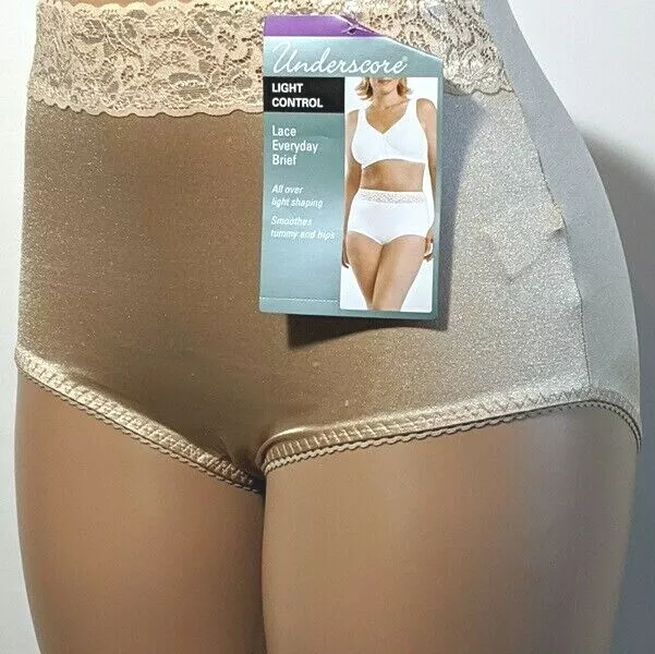 JCP Underscore Light Control Lace Everyday 85% Nylon Beige Panties NWT Size  2XL