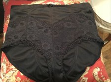 Vintage Delta Burke Black Second Skin Shine Lace Shaper Spandex Panties 3X / 10