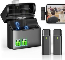 AUXCO 2 Pack Wireless Lavalier Microphone Compatible with iPhone iPad, 2.4GHz