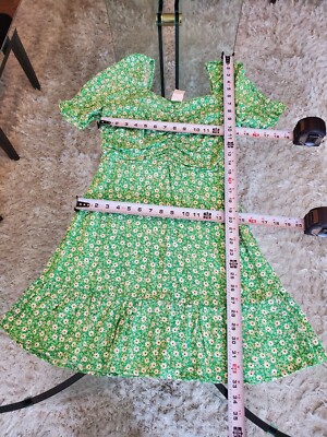 No Boundaries Womens Green White Floral 100% Rayon V Neck Sheath Dress  Small | eBay