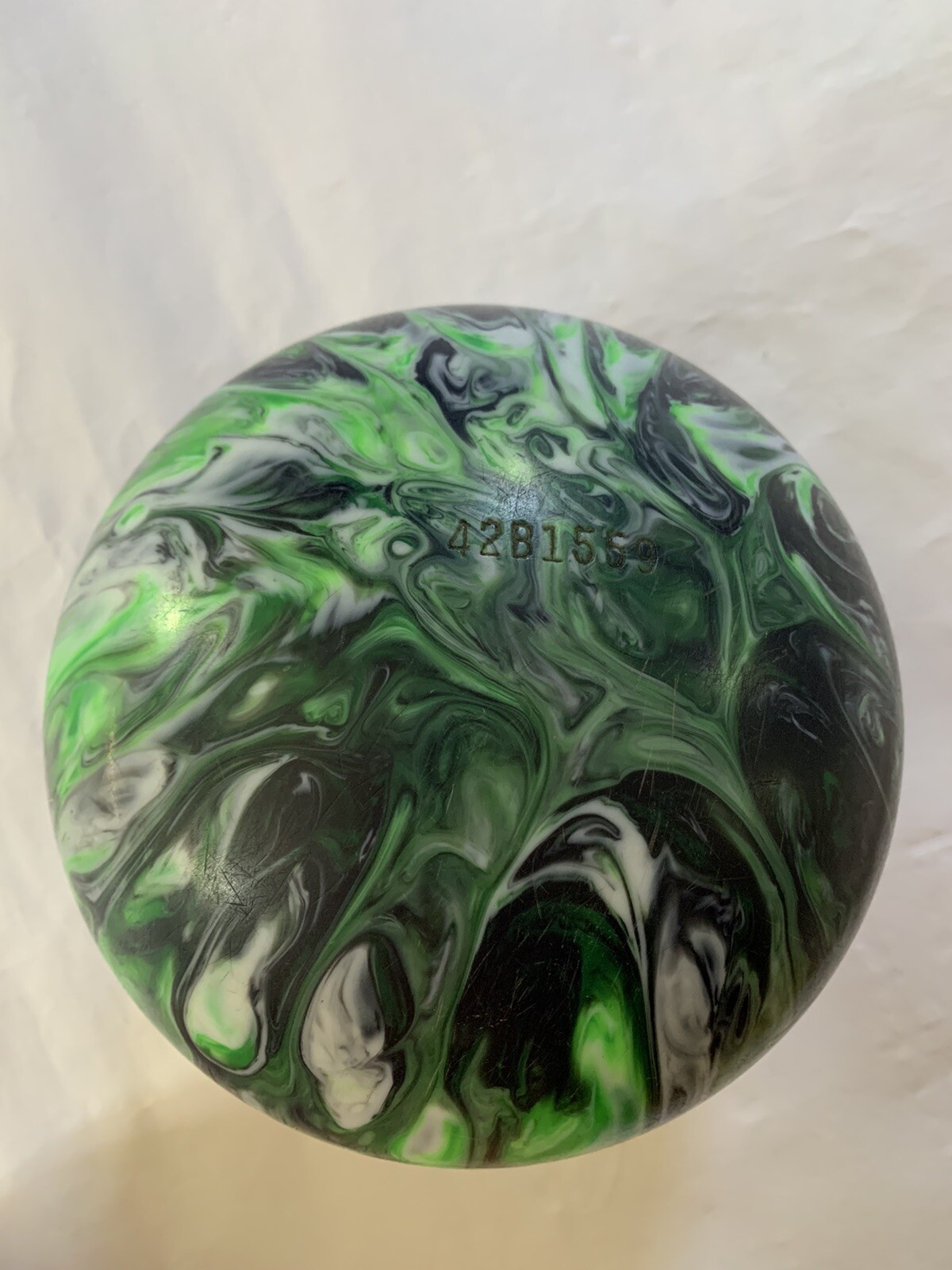 Ebonite Zoom Glow Bowling Ball 12 Lbs 1.5ozs. Blue Green White Marbling