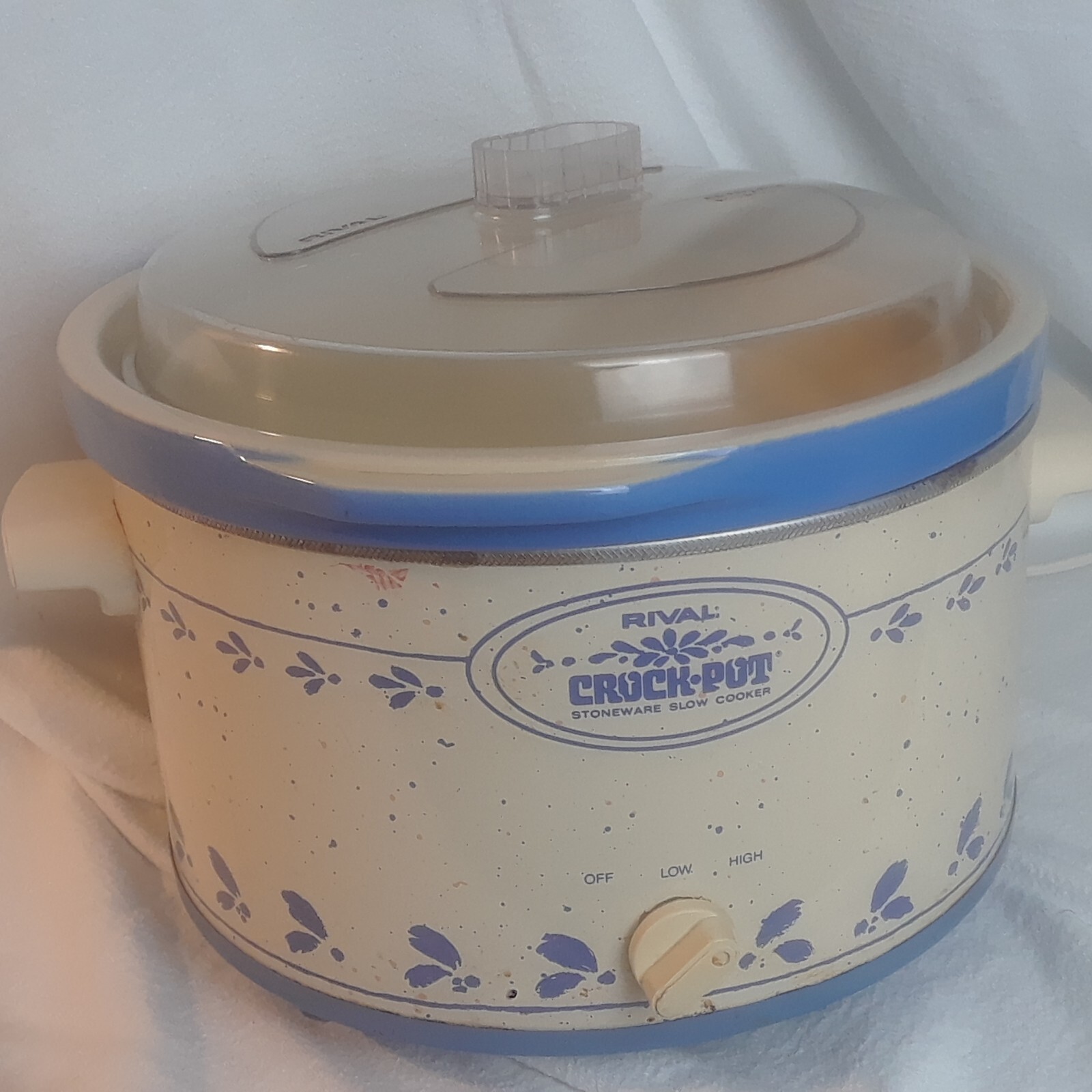 Rival CrockPot Stoneware cooker blue flowers 5qt model 3355 working eBay