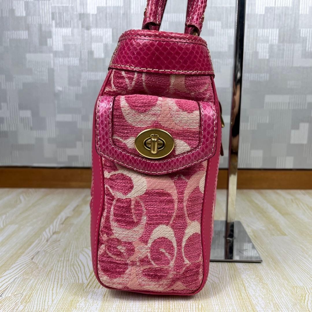 COACH Legacy Butterfly Pink Signature Tote Bag Turnlock Y2K