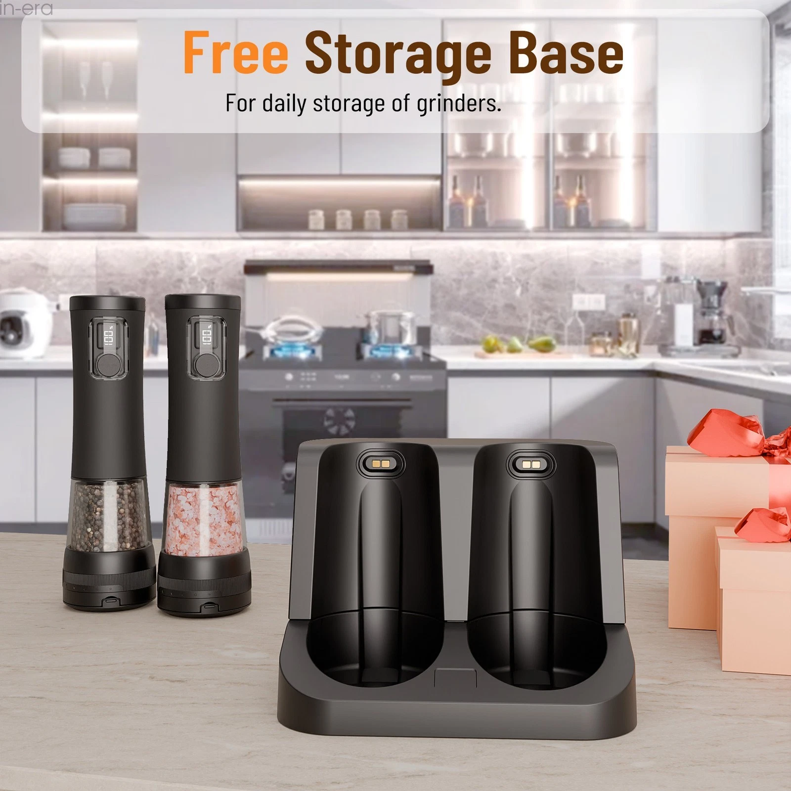 Flelano Electric Salt and Pepper Grinder Set & Charging Base 5 Level Coarseness
Opens in a new windo