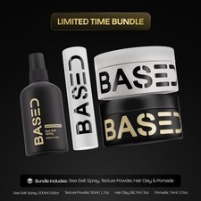 BASED Ultimate Straight/Wavy Hair Styling Bundle  Texture Powder, Clay, Pomade,