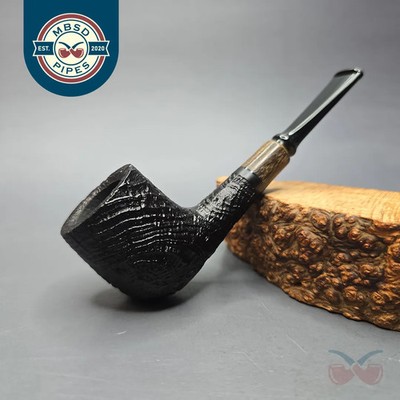 MBSD Briars by Vitale Vintage Sandblasted Billiard w/ Zebrawood, Briar Pipe, New