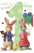 1st Birthday Card Peter Rabbit Age 1 Card Includes Envelope FSC accredited