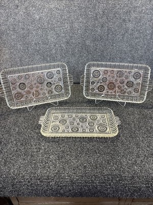 Vtg~Anchor Hocking~Serva Snack Colonial Lady~SET OF 3