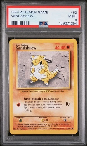 1999 POKEMON BASE SET UNLIMITED #62 SANDSHREW PSA 9