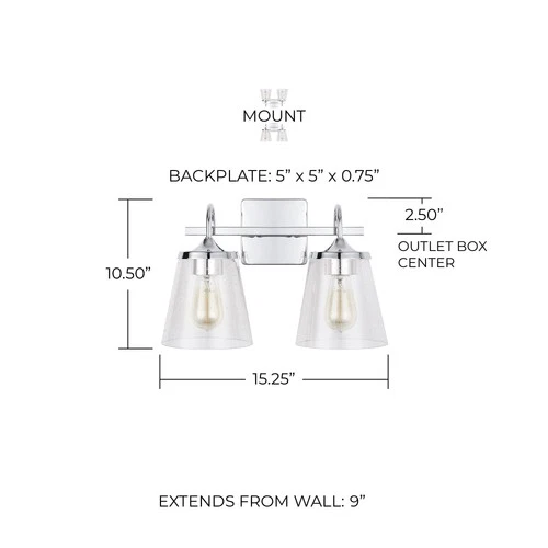 Capital Lighting 139122-496 2 Light 15-1/4"W Bathroom Vanity - Picture 3 of 15