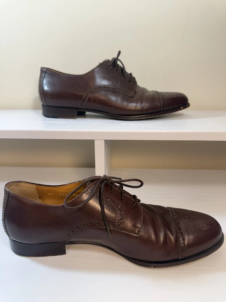 Polo Ralph Lauren Made in Italy Tan Brown Casual Oxford Dress Shoes Size 11 D - Image 2 of 4