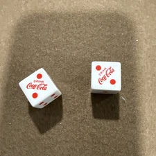VTG Drink Coca-Cola Dice 2pc Set White Red Game Replacement Collectible