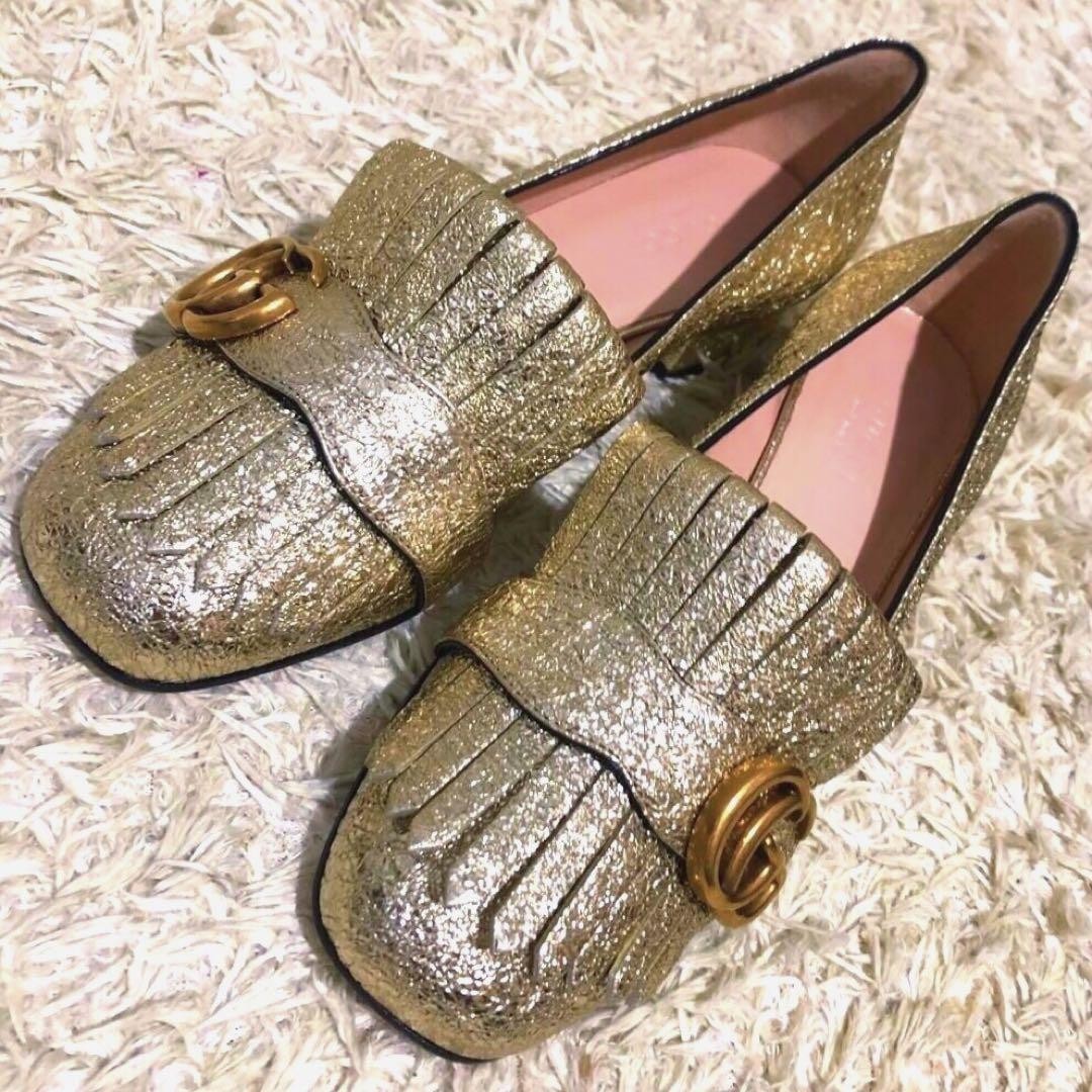 GUCCI GGマーモント フリンジ パンプス ボルドー GUCCI GGマーモント フリンジ パンプス ボルドー
