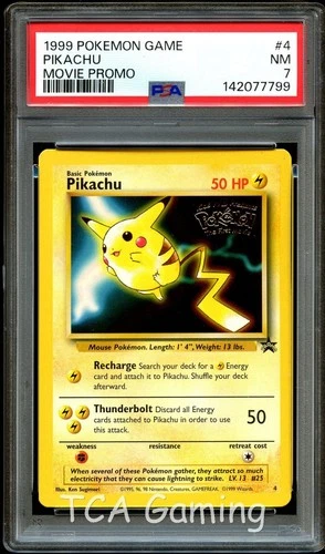 PSA 7 NEAR MINT Pikachu # 4 WB Movie WOTC Black Star PROMO Pokemon Card 799