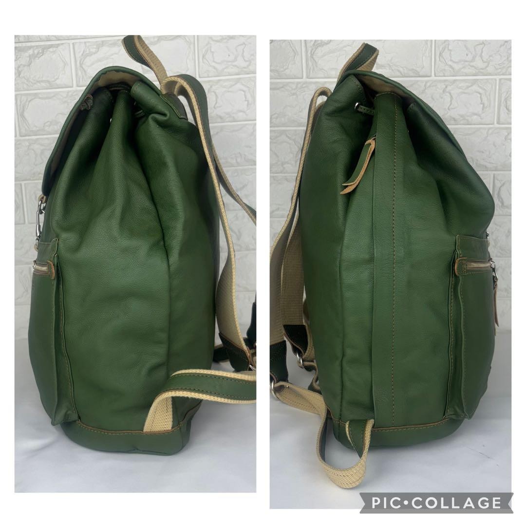 Porter Structure Leather Backpack Green Genuine L… - image 4