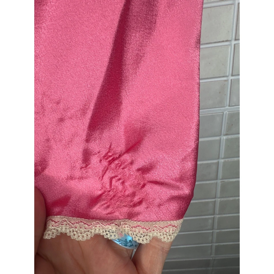 Vintage Valentino Camisole Medium Pink Cream Lace Trim Slip Tank Top Polyester - Image 2 of 4