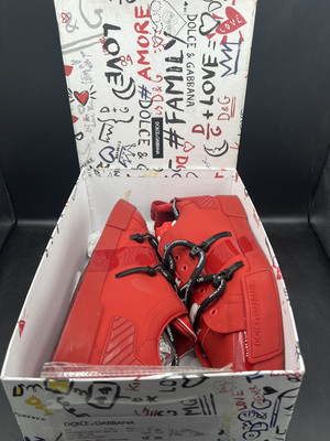 Dolce & Gabbana Portofino Calfskin Leather Red Sneakers EUR 45