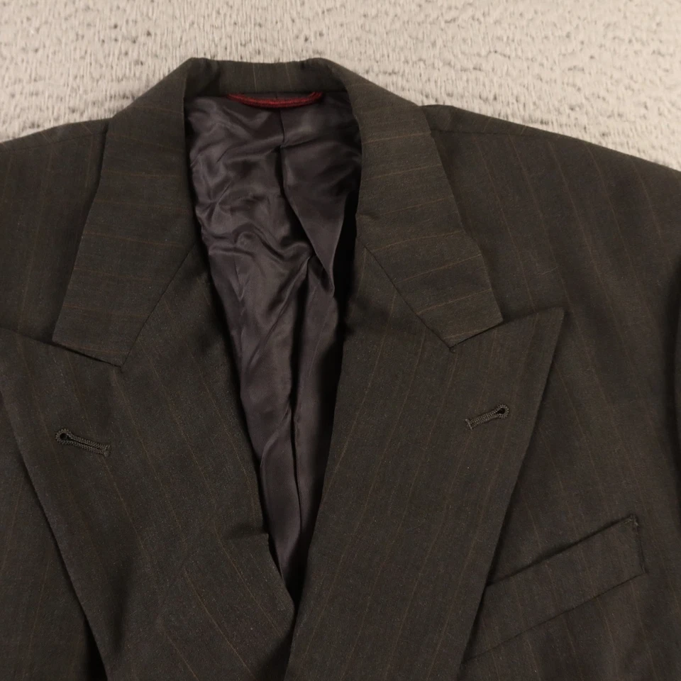 Chaqueta de Colección Hopsack M MT Gris Rayas 100% Lana Blazer Doble Pecho EE. UU. 40L Foto 2 de 4