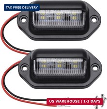 2PCS Xenon White LED License Plate Light - 12V-24V DC Waterproof 6-SMD Lamp Tail