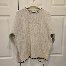 Lord Jeff Vintage XL Cream Anchor Boating Knit Sweater Fisherman Made In USA