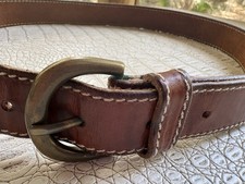 VTG Banana Republic Belt Women Small Brown Italian Leather Brass Stitching Italy