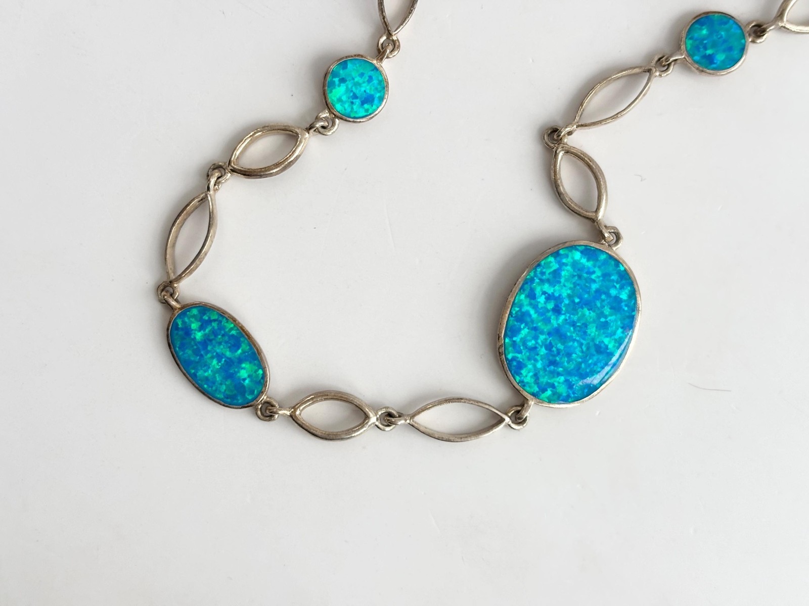 Blue Opal Gemstone Solid Sterling Silver 925 Vint… - image 7