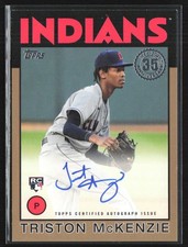 Triston McKenzie 2021 Topps 1986 Gold RC Auto /50 #86B-TM Cleveland Indians