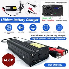 14.6V 10/20A AC/DC Lithium Battery Charger Digital Display Current 12V Lithium