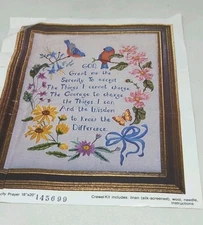 VTG Serenity Prayer Crewel Embroidery Kit Create Your Own, Inc #215 16"x20" READ